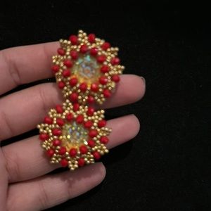 Red statement earrings